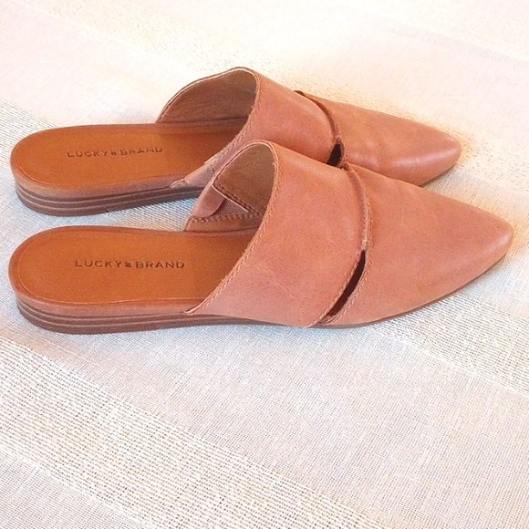 Lucky Brand | Shoes | Lucky Brand Womens Bestru Leather Mules Size8m  Colorcognac | Poshmark